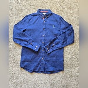 Sothern Saint Linen Shirt Mens S Blue Button Up